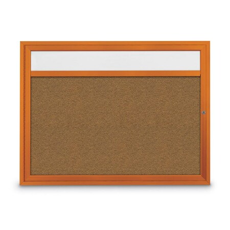 United Visual Products Slim Enclosed Corkboard, 30"x36", White Alum Frame/Surf UVEB3036-WHITE-SURF